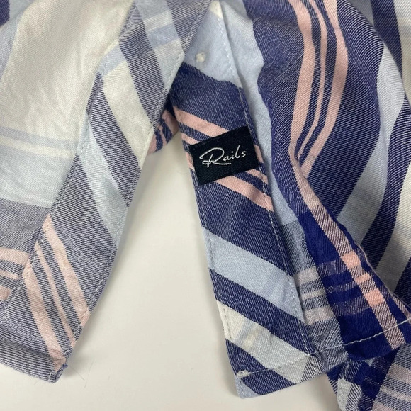 Rails Button Up Shirt Womens Size Medium Purple Blue Plaid Long Sleeve - Picture 3 of 10